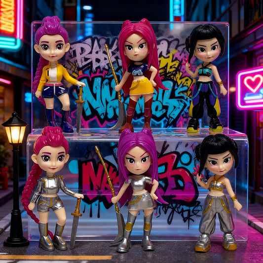 🧛♀️🎶 Set de Figurines K-pop Demon Hunters – 6 Mini Héros Stylés pour Ta Déco ou Collection