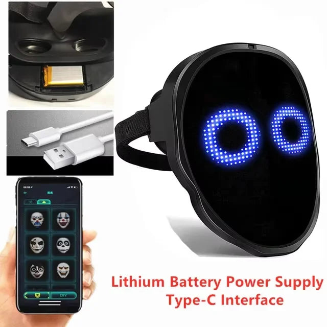 👾🎭 Masque LED Programmable – Illumine Ton Style, Contrôle avec Ton Smartphone !