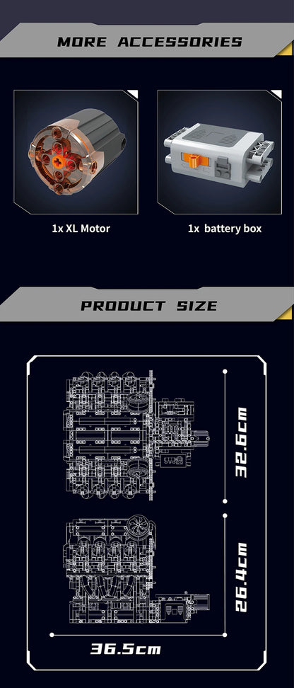 Mould King 10088 Bloc de construction de voiture technique Le modèle de moteur V8 motorisé Brique Assemblage Voiture Brique Jouets Enfants Cadeau de Noël