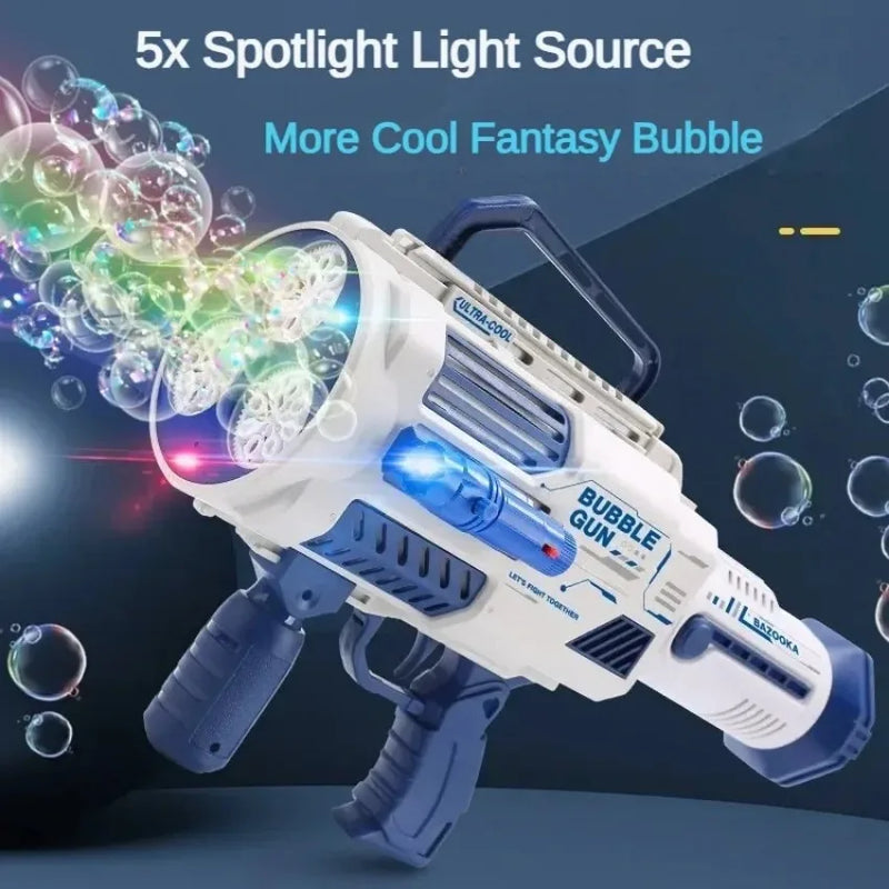 Pistolet à bulles automatique arc-en-ciel pour enfants, machine à bulles musicale et lumineuse, fournitures de fête pour cadeau d'anniversaire