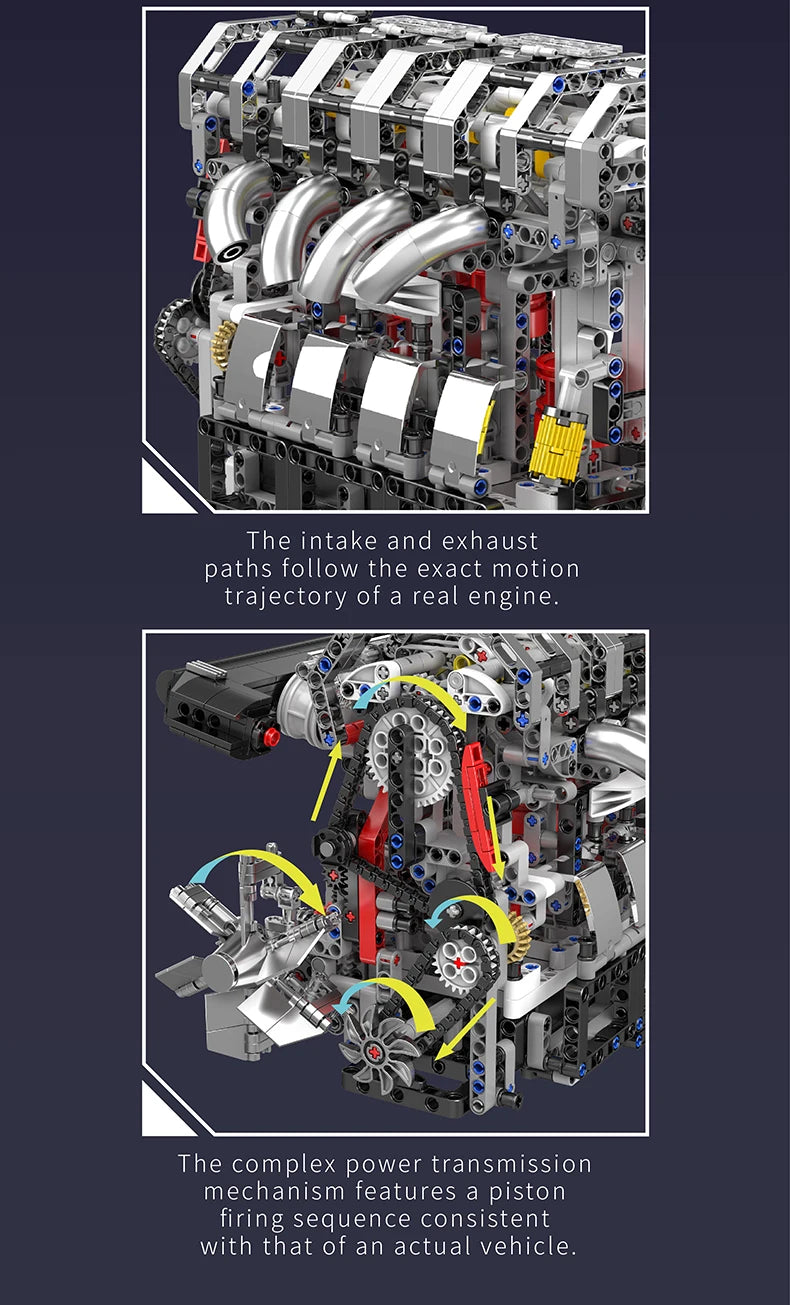 Mould King 10088 Bloc de construction de voiture technique Le modèle de moteur V8 motorisé Brique Assemblage Voiture Brique Jouets Enfants Cadeau de Noël