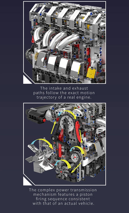 Mould King 10088 Bloc de construction de voiture technique Le modèle de moteur V8 motorisé Brique Assemblage Voiture Brique Jouets Enfants Cadeau de Noël