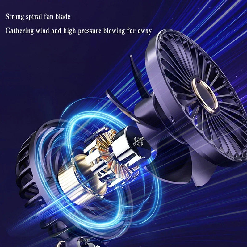 Mini ventilateur portatif pliable USB, ventilateurs suspendus au cou, ventilateur Rechargeable à 5 vitesses avec support de téléphone et écran d'affichage
