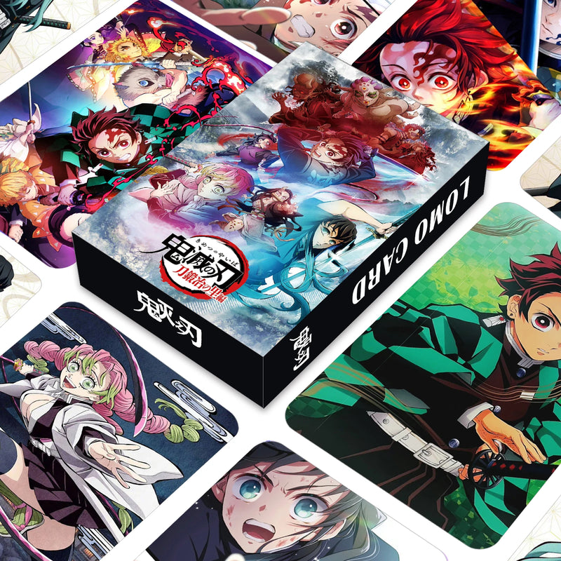 Cartes Lomo de l'anime japonais Demon Slayer One Piece, 1 paquet de 96 pièces, jeux de cartes avec cartes postales et messages, cadeau pour les fans, collection de jeux et jouets