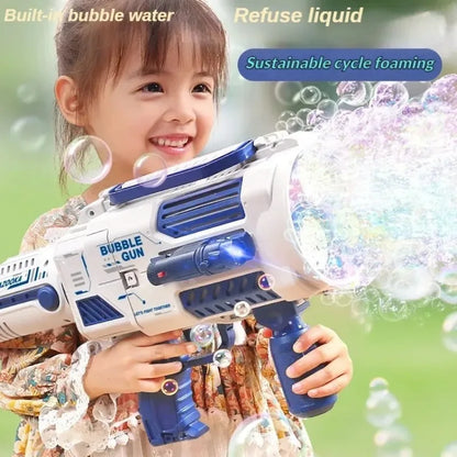 Pistolet à bulles automatique arc-en-ciel pour enfants, machine à bulles musicale et lumineuse, fournitures de fête pour cadeau d'anniversaire