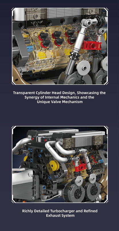 Mould King 10088 Bloc de construction de voiture technique Le modèle de moteur V8 motorisé Brique Assemblage Voiture Brique Jouets Enfants Cadeau de Noël