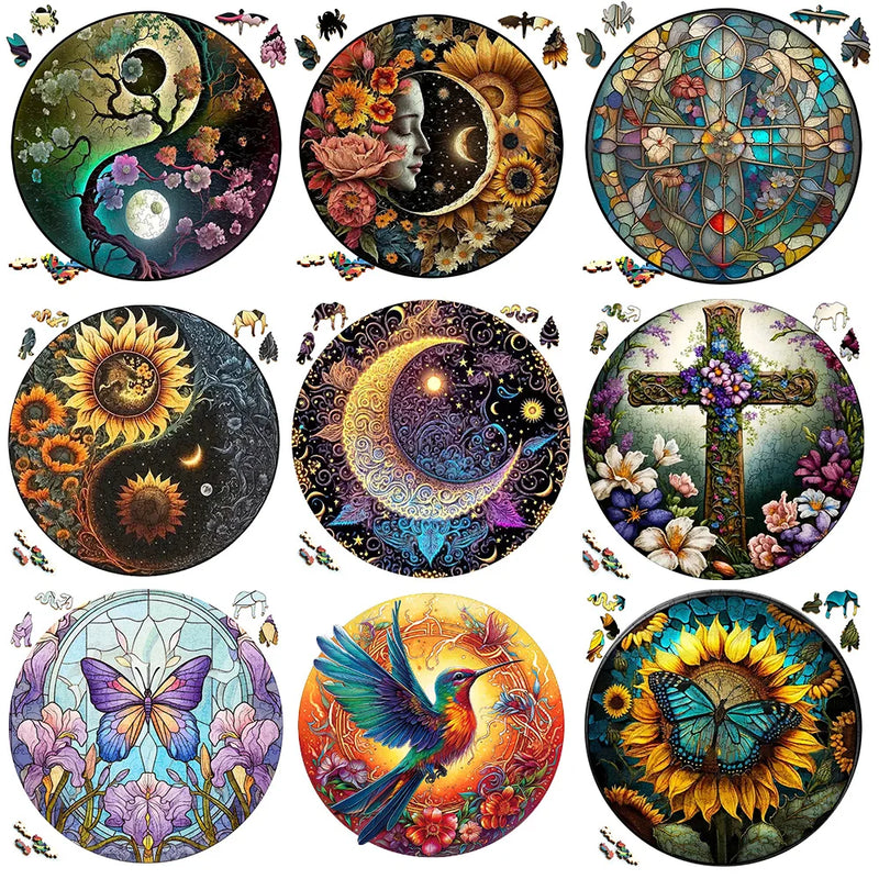 Puzzle en bois Lune format A3/A4/A5 pour adultes et enfants, forme inhabituelle, idéal pour les jeux parents-enfants et les loisirs en famille.