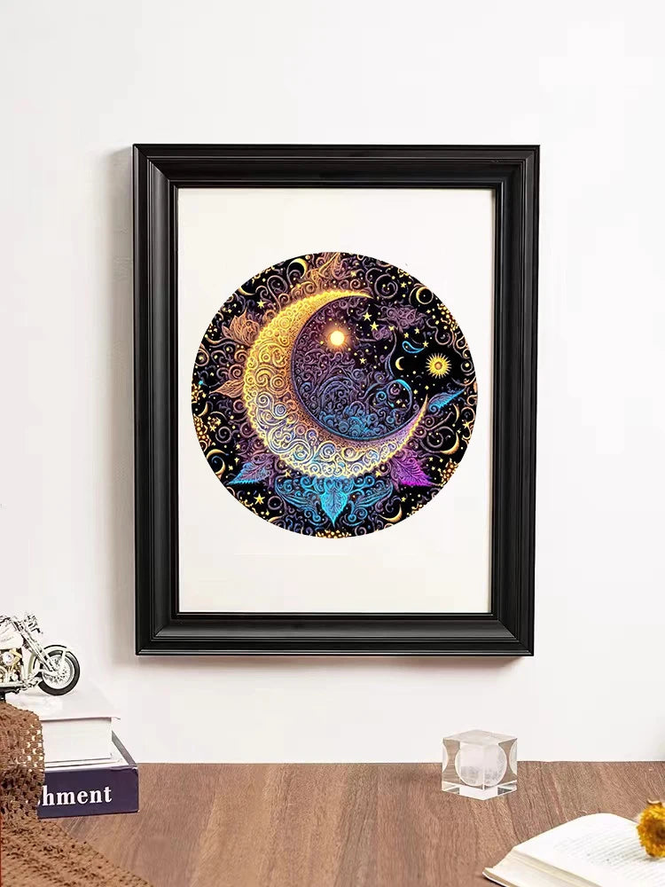 Puzzle en bois Lune format A3/A4/A5 pour adultes et enfants, forme inhabituelle, idéal pour les jeux parents-enfants et les loisirs en famille.