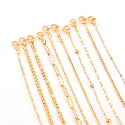 Bracelet chaîne multicouche en acier inoxydable pour femme, simple et tendance, accessoire de bijouterie, longueur 18 cm + 5 cm