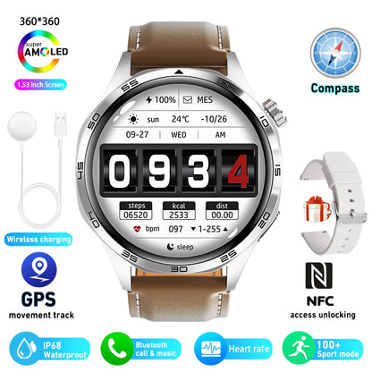 Montre connectée GT5 Pro pour homme, GPS, NDavid, écran AMOLED 360x360, fréquence cardiaque, appel Bluetooth, étanche IP67, HUAWEI 2024
