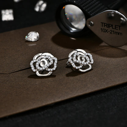 MINTYBOX Moissanite Diamond Stud Earrings for Women S925 Sterling Sliver 18k Gold Plated Flower Wedding Engagement Fine Jewelry