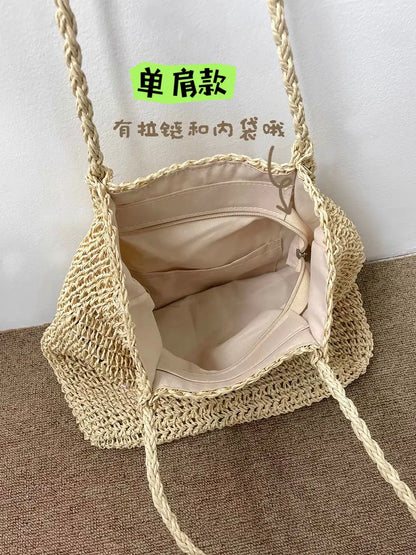 Sac à dos de plage Sanrio Hello Kitty, mignon, tissé à la main, grande capacité, en paille, style bohème, pour les vacances, les voyages, pour fille, cadeau d'anniversaire