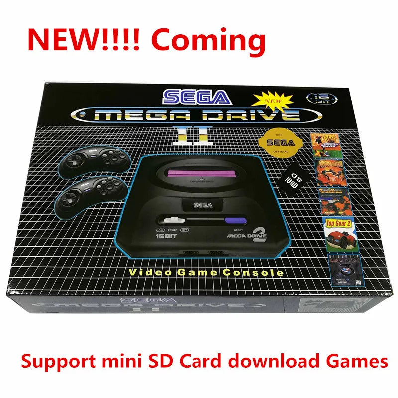 Console de jeu vidéo Sega MD2 2 TV, version PAL, couleur noire, prise UE, carte classique 16 bits, pour garçon
