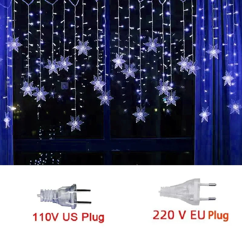 ❄️🎄Rideau de Lumières LED Flocon de Neige 3,5m – Créez une Ambiance Magique pour Noël 2024 !