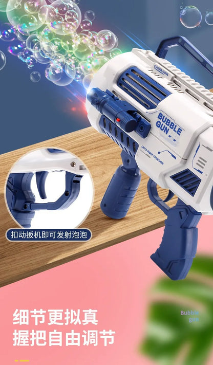 Pistolet à bulles automatique arc-en-ciel pour enfants, machine à bulles musicale et lumineuse, fournitures de fête pour cadeau d'anniversaire