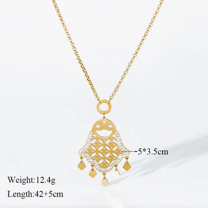 EILIECK Ensemble de bijoux vintage en acier inoxydable 316L, collier et boucles d'oreilles, motif œil et main, tendance, résistant à la lumière, idéal pour femme et fille