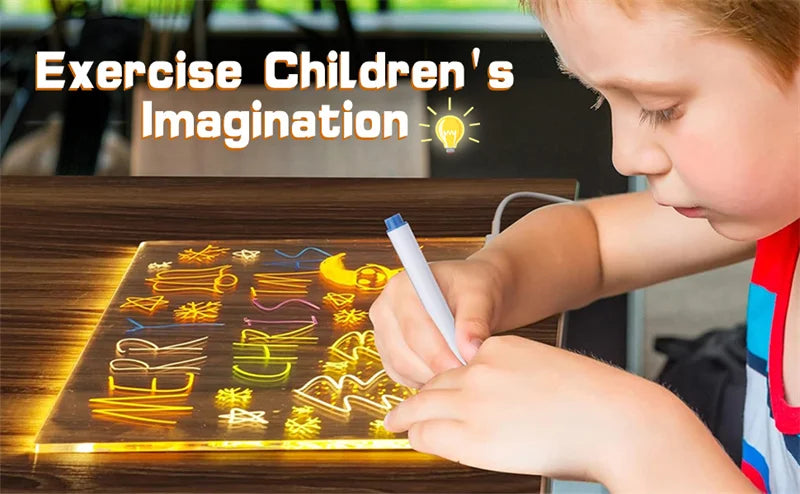 🎨💡Tableau LED Transparent Magique – Dessinez en Lumière, Apprenez en Couleurs !
