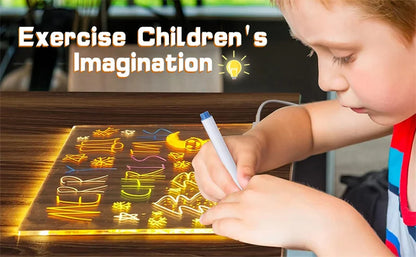 🎨💡Tableau LED Transparent Magique – Dessinez en Lumière, Apprenez en Couleurs !