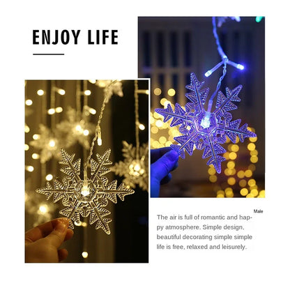 ❄️🎄Rideau de Lumières LED Flocon de Neige 3,5m – Créez une Ambiance Magique pour Noël 2024 !