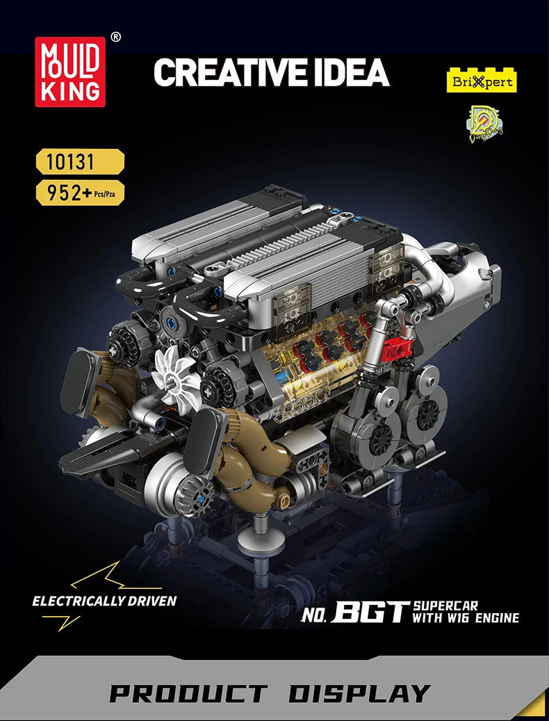 Mould King 10088 Bloc de construction de voiture technique Le modèle de moteur V8 motorisé Brique Assemblage Voiture Brique Jouets Enfants Cadeau de Noël