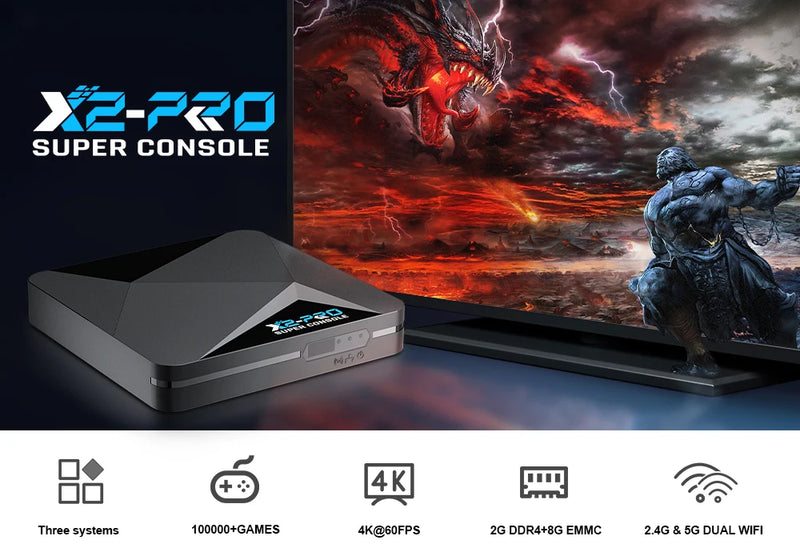 Console de jeux vidéo rétro Super Console X2 Pro avec plus de 100 000 jeux pour MAME/ARCADE/Sega Saturn/DC Console de jeux rétro 4K HD