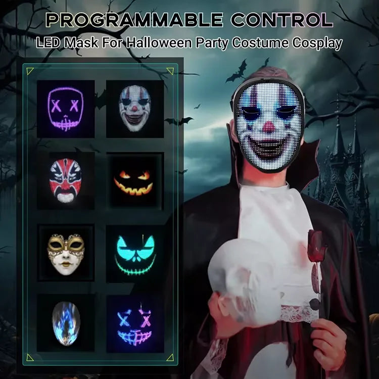 👾🎭 Masque LED Programmable – Illumine Ton Style, Contrôle avec Ton Smartphone !