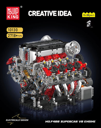 Mould King 10088 Bloc de construction de voiture technique Le modèle de moteur V8 motorisé Brique Assemblage Voiture Brique Jouets Enfants Cadeau de Noël