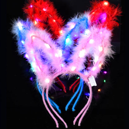 🐰🎀 Bandeaux LED Lumineux – Oreilles de Chat, Lapin ou Corne Magique