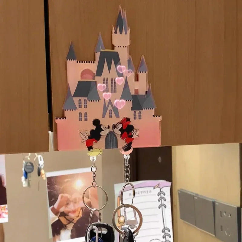 Porte-clés Disney Anime mignon Mickey Mouse Stitch Couple porte-clés réfrigérateur aimant fête décoration enfants jouets cadeaux