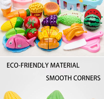 Jouet éducatif en plastique pour la cuisine, ensemble de jouets pour couper les fruits et légumes, maison de jeu, jouets de simulation, éducation précoce, cadeaux pour filles et garçons