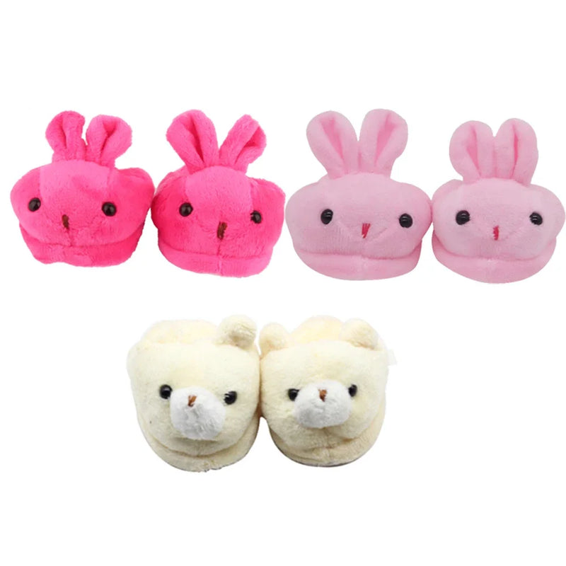 Chaussures en peluche pour poupée, chien, tigre, grenouille, pantoufles pour poupée BJD 1/3, poupée américaine de 43 cm et 18 pouces, nouveau-né, fille, cadeau
