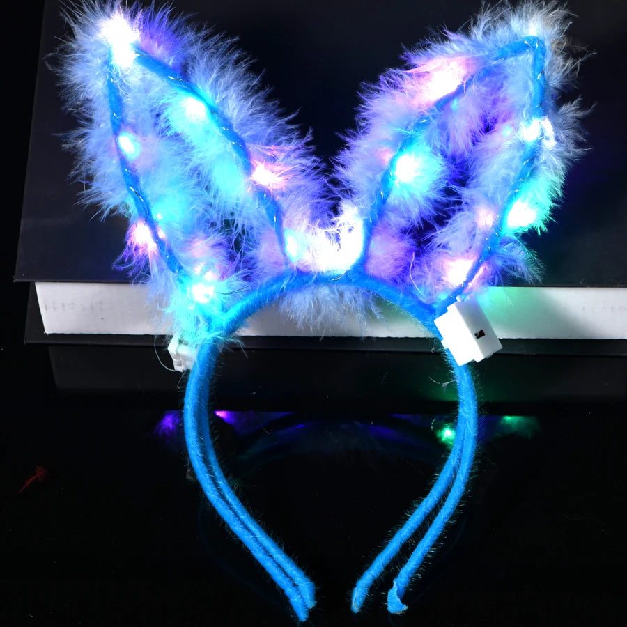 🐰🎀 Bandeaux LED Lumineux – Oreilles de Chat, Lapin ou Corne Magique