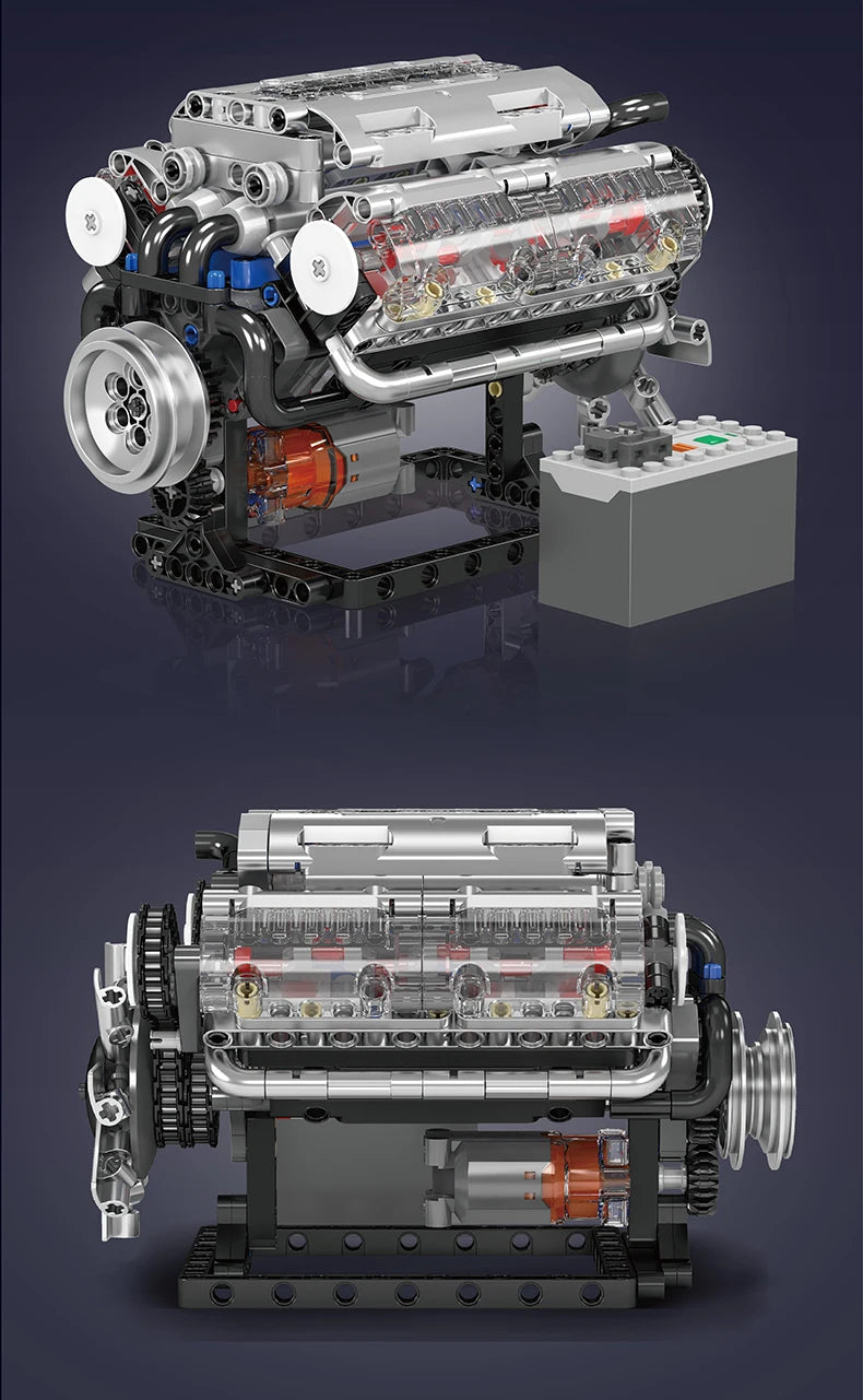 Mould King 10088 Bloc de construction de voiture technique Le modèle de moteur V8 motorisé Brique Assemblage Voiture Brique Jouets Enfants Cadeau de Noël