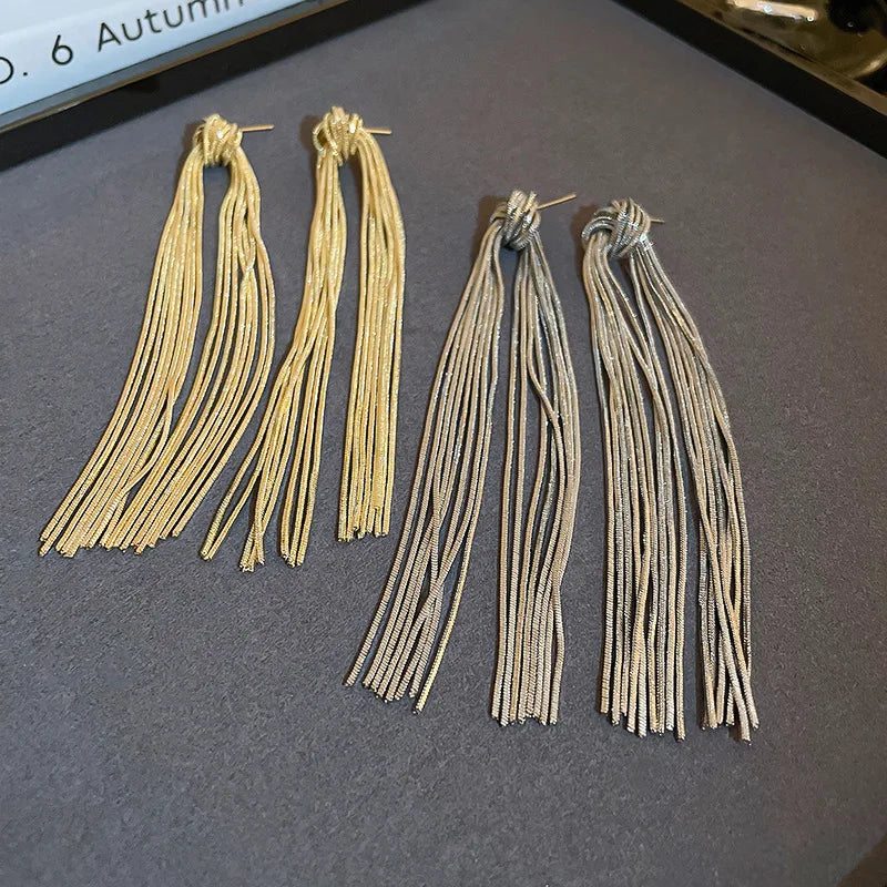 Boucles d'oreilles longues à pampilles en métal pour seniors, nouvelle collection 2023 