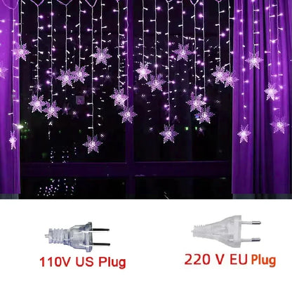 ❄️🎄Rideau de Lumières LED Flocon de Neige 3,5m – Créez une Ambiance Magique pour Noël 2024 !