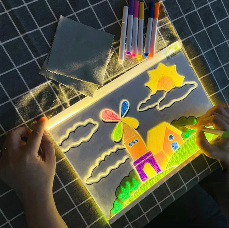 🎨💡Tableau LED Transparent Magique – Dessinez en Lumière, Apprenez en Couleurs !