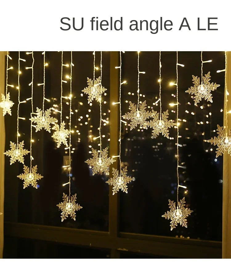 ❄️🎄Rideau de Lumières LED Flocon de Neige 3,5m – Créez une Ambiance Magique pour Noël 2024 !