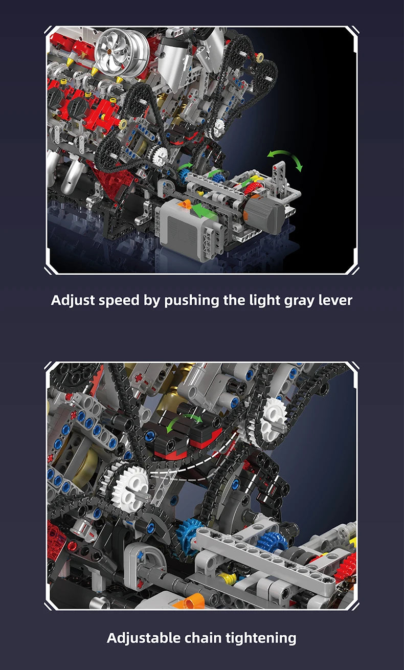 Mould King 10088 Bloc de construction de voiture technique Le modèle de moteur V8 motorisé Brique Assemblage Voiture Brique Jouets Enfants Cadeau de Noël