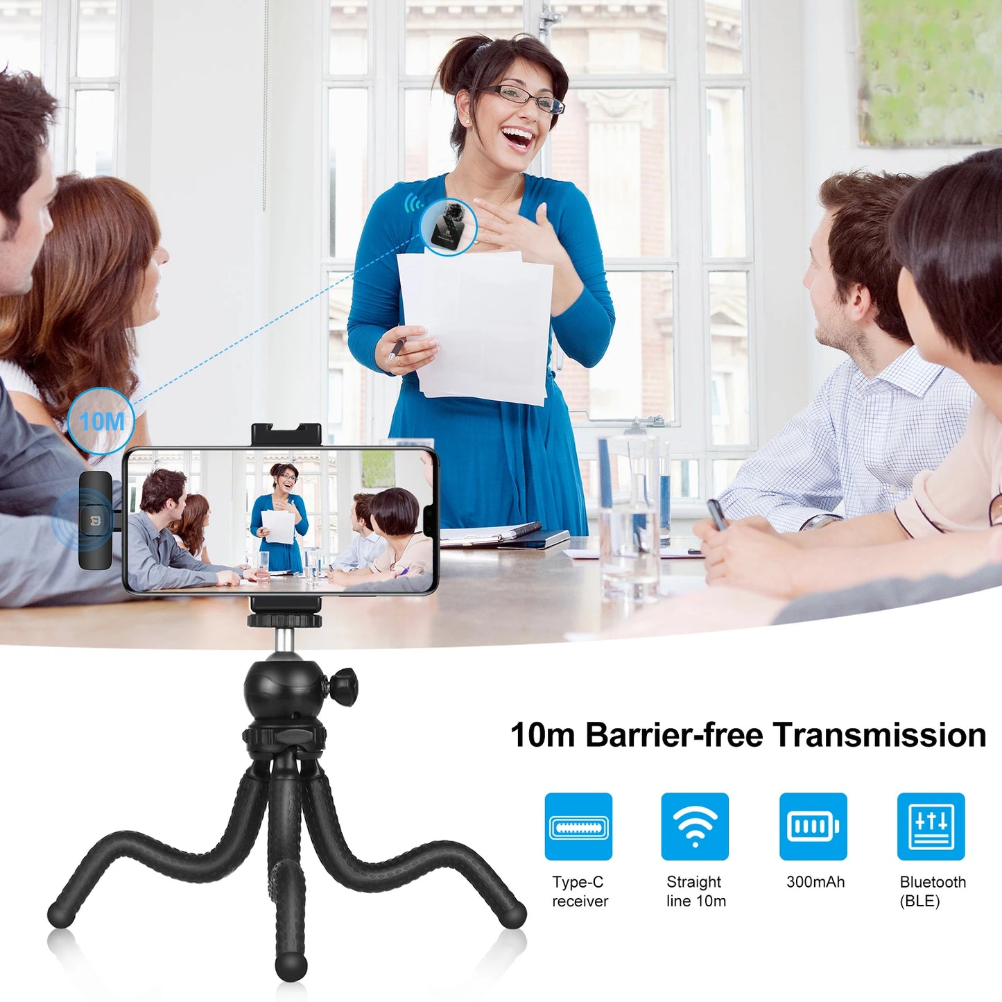 🎤 AirMic™ Pro – Micro Cravate Sans Fil Haute Qualité pour Créateurs, Streamers et Pros du Contenu