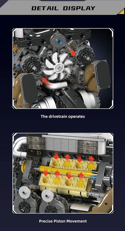 Mould King 10088 Bloc de construction de voiture technique Le modèle de moteur V8 motorisé Brique Assemblage Voiture Brique Jouets Enfants Cadeau de Noël