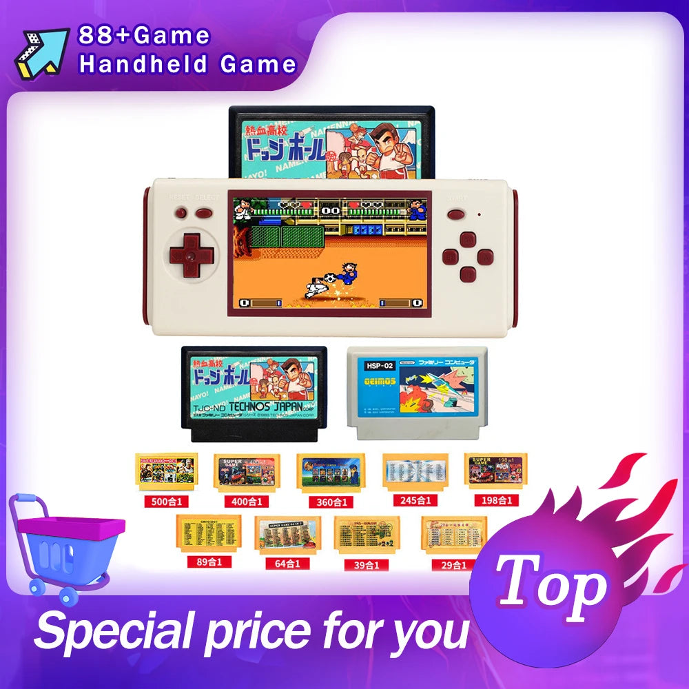 Prise en charge des cartouches Nes/consoles de jeux portables (88 jeux intégrés) et des jeux de société, cadeaux de Noël