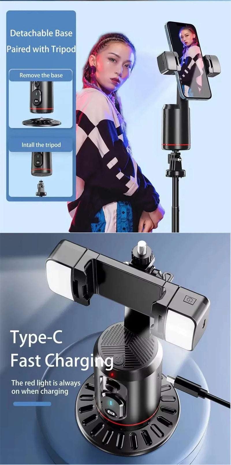 🎥 SmartFollow Q02™ – Stabilisateur 360° Intelligent avec Suivi Automatique & Télécommande