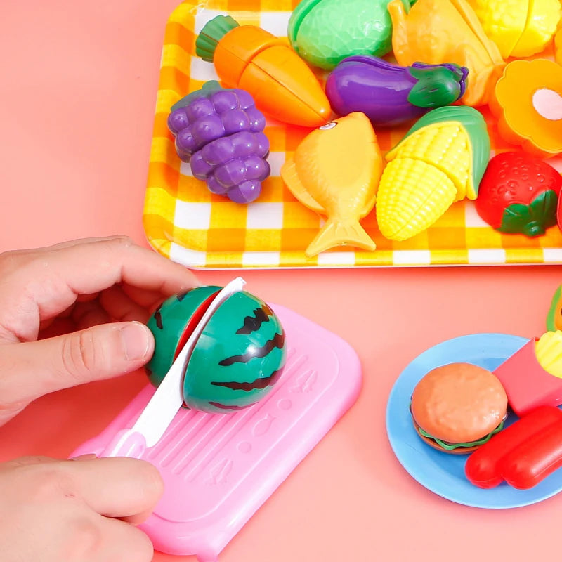 Jouet éducatif en plastique pour la cuisine, ensemble de jouets pour couper les fruits et légumes, maison de jeu, jouets de simulation, éducation précoce, cadeaux pour filles et garçons