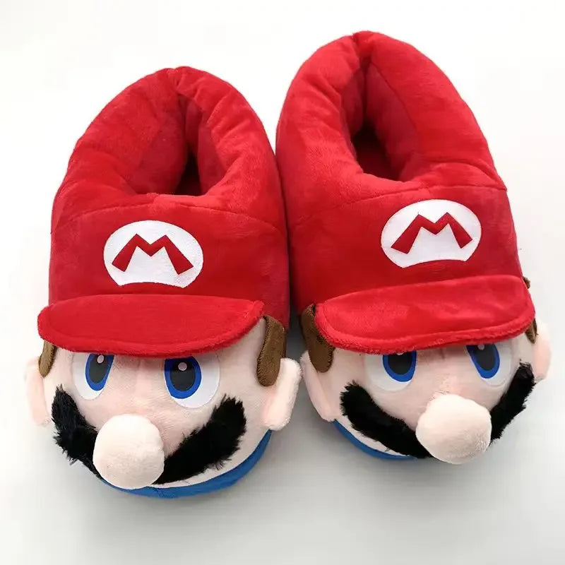 Chaussons d'hiver en peluche Super Mario Bros., antidérapants, doux et chauds, pour enfants, chaussures décontractées en coton pour femmes et hommes