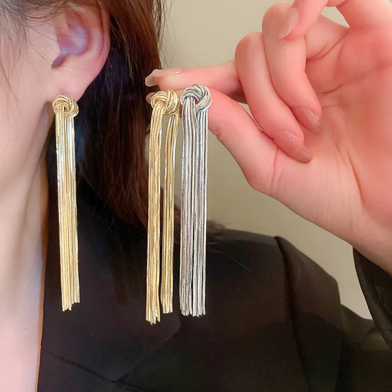 Boucles d'oreilles longues à pampilles en métal pour seniors, nouvelle collection 2023 