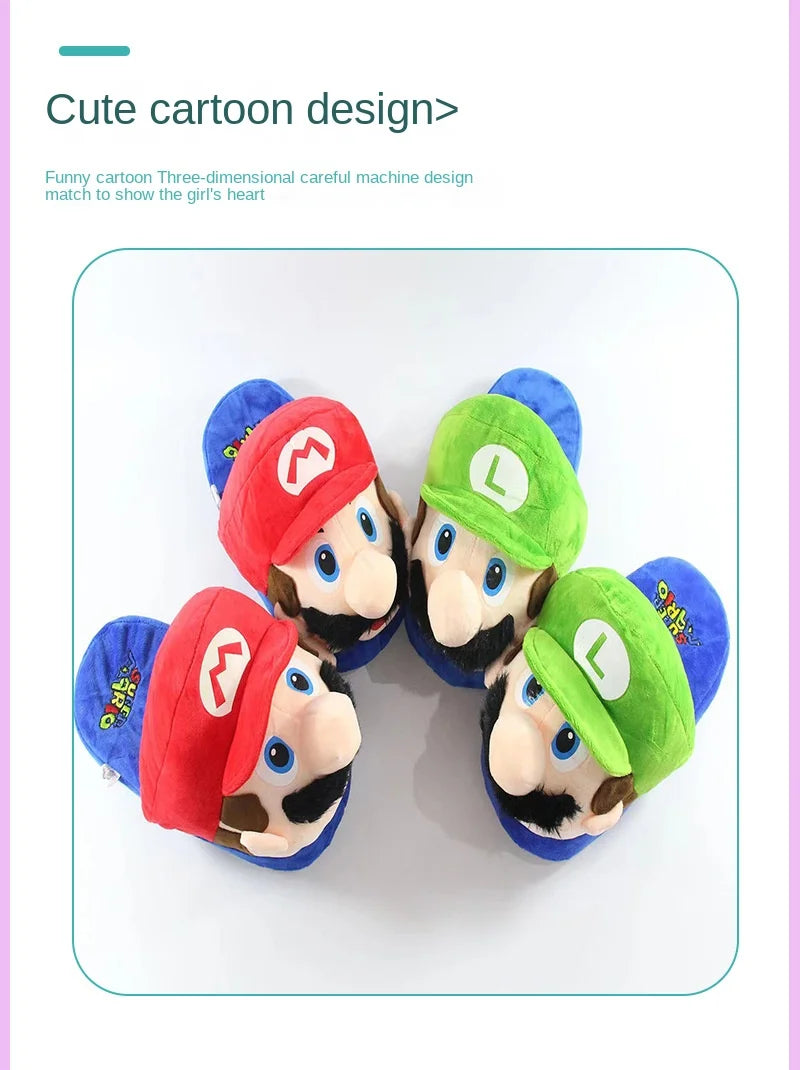 Chaussons d'hiver en peluche Super Mario Bros., antidérapants, doux et chauds, pour enfants, chaussures décontractées en coton pour femmes et hommes