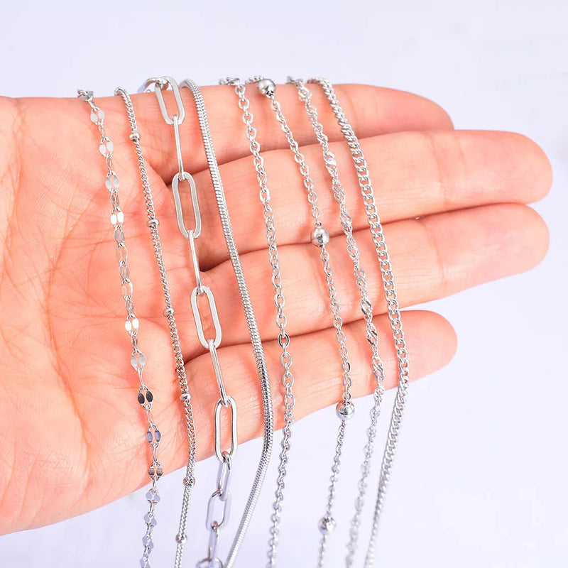 Bracelet chaîne multicouche en acier inoxydable pour femme, simple et tendance, accessoire de bijouterie, longueur 18 cm + 5 cm