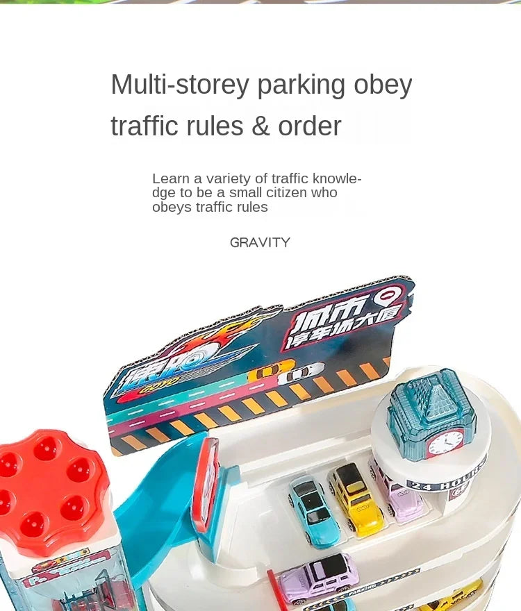 Voiture électrique sur rail, dinosaure, bâtiment, parking, aventure, course, jouets pour enfants, cerveau, mécanique, voitures interactives sur rail