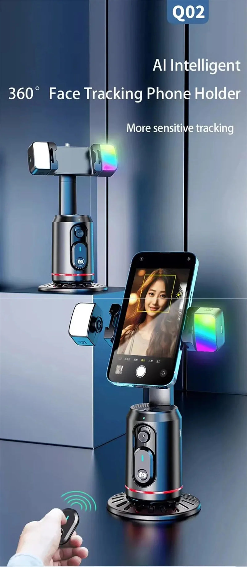 🎥 SmartFollow Q02™ – Stabilisateur 360° Intelligent avec Suivi Automatique & Télécommande