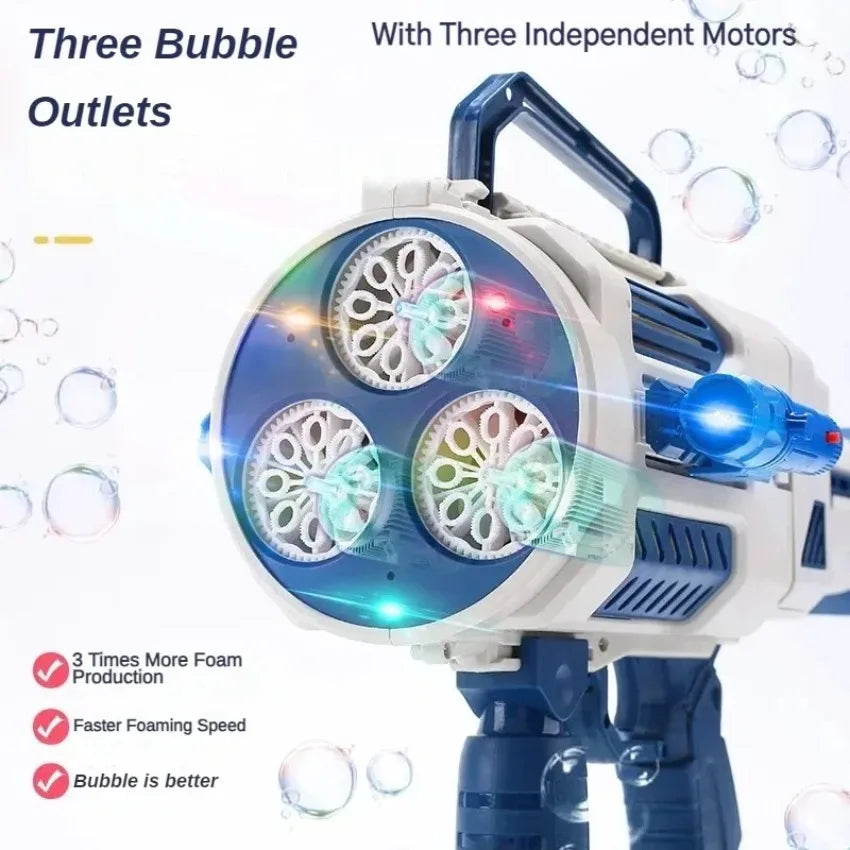 Pistolet à bulles automatique arc-en-ciel pour enfants, machine à bulles musicale et lumineuse, fournitures de fête pour cadeau d'anniversaire